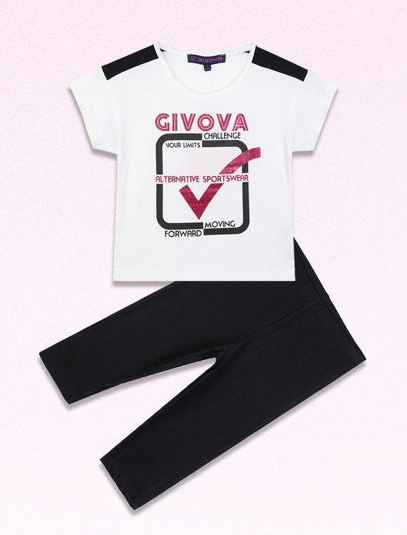 givova completo sportivo 2 pezzi da bambina con leggings completi 3-16 anni bambina bianco taglia 06