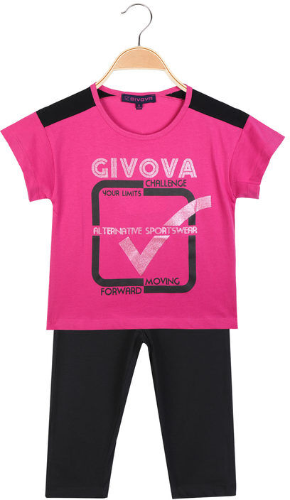 givova completo sportivo 2 pezzi da ragazza con leggings completi 3-16 anni bambina fucsia taglia 12