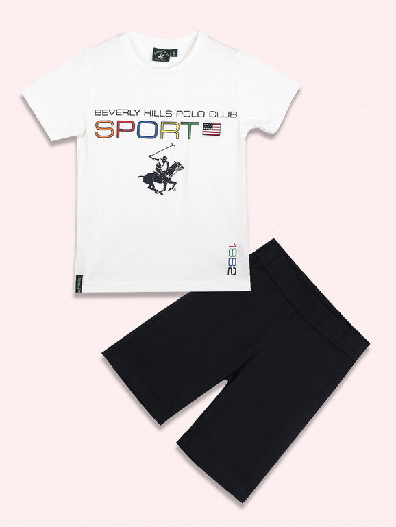 polo club completo sportivo corto da bambino 2 pezzi completi 3-16 anni bambino bianco taglia 16