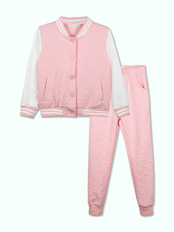 pink shell completo sportivo da bambina 2 pezzi con felpa a bottoni tute sportive bambina rosa taglia 08