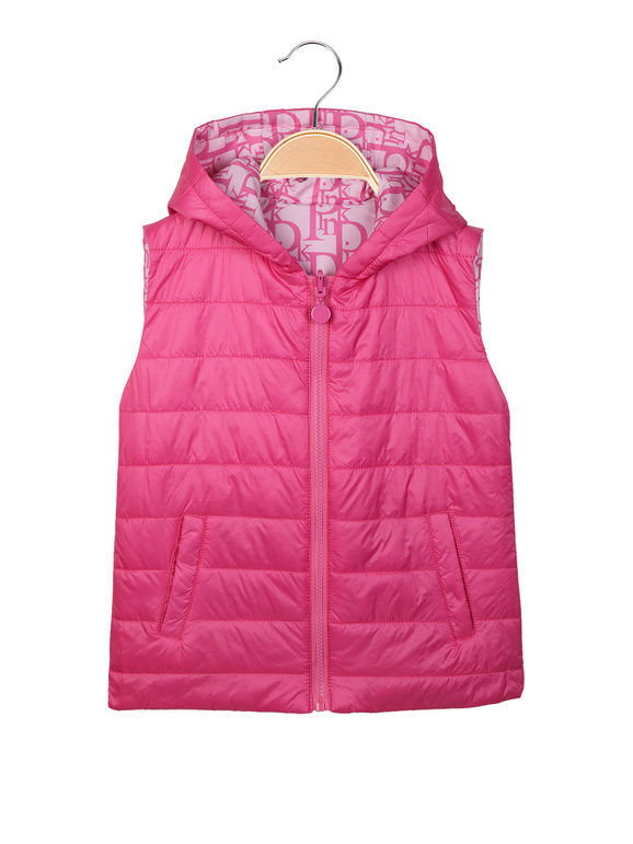 bouny baby gilet da bambina reversibile con cappuccio smanicato bambina fucsia taglia 08