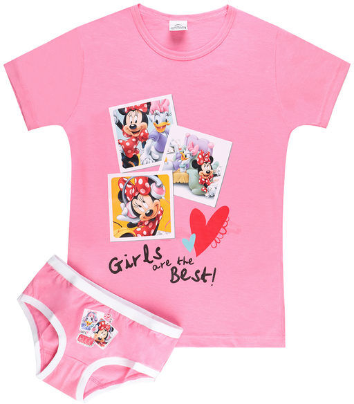 disney minnie mouse completo intimo da bambina t-shirt + slip completi intimi bambina rosa taglia 07/08