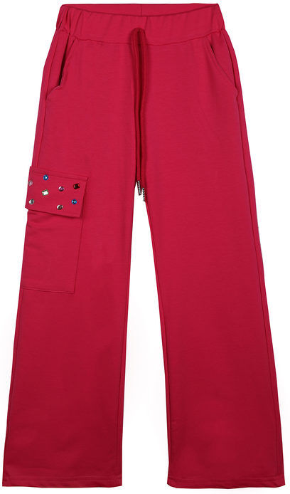 sweet pantaloni da bambina a zampa con tasca laterale e pietre pantaloni casual bambina fucsia taglia 08