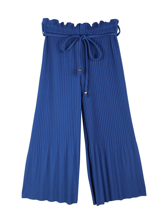 mec girl pantaloni plissettati ba bambina a zampa pantaloni casual bambina blu taglia 04