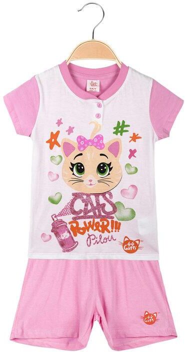 44 gatti pigiama corto bambina in cotone pigiami bambina fucsia taglia 03