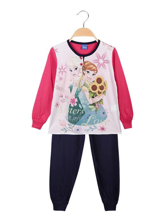 disney pigiama lungo da bambina in cotone elsa e anna pigiami bambina fucsia taglia 05