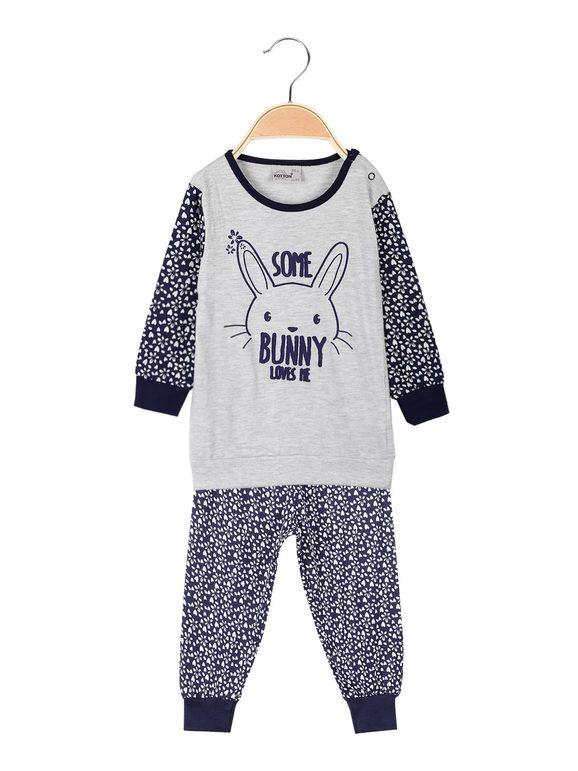 kotton pigiama lungo da neonata 2 pezzi in cotone pigiami bambina blu taglia 24m