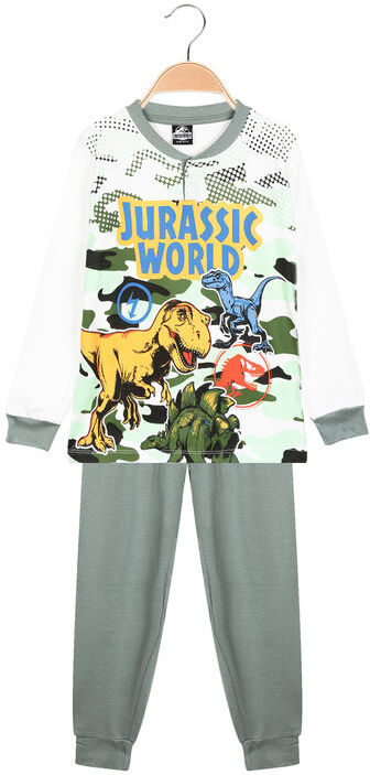 jurassic world pigiama lungo in caldo cotone da bambino con stampe pigiami bambino bianco taglia 03/04