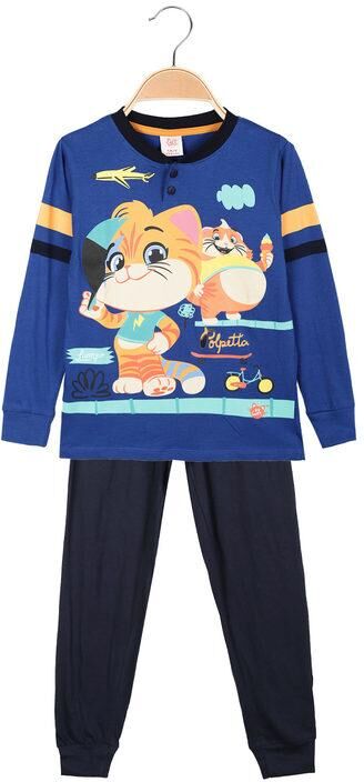 44 gatti pigiama lungo in cotone da bambino pigiami bambino blu taglia 04