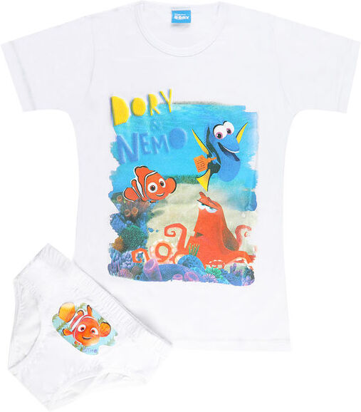 disney pixar completo intimo 2 pezzi slip + t-shirt da bambino completi intimi bambino bianco taglia 09/10