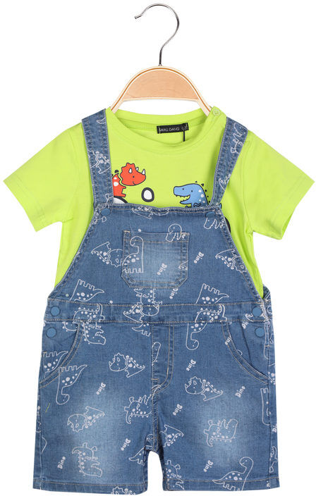 small gang salopette corta in jeans da neonato con t-shirt completi 0-36 m bambino verde taglia 12m