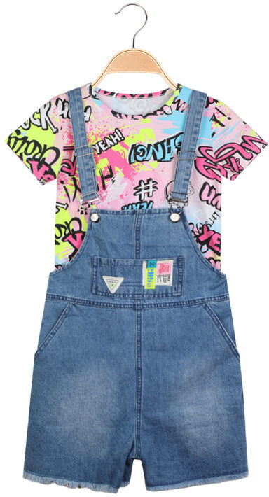 lollitop salopette di jeans da bambina con t-shirt completi 3-16 anni bambina rosa taglia 06