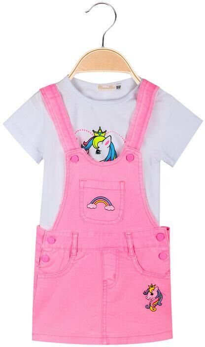 mono star salopette + t-shirt neonata in cotone completi 0-36 m bambina rosa taglia 09/12