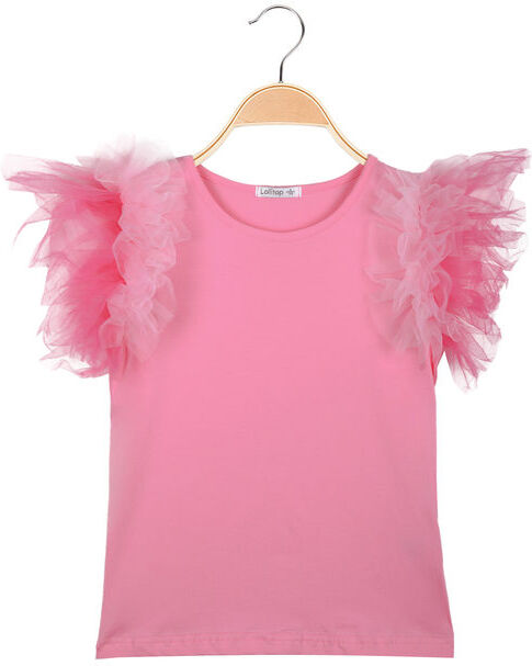 lollitop t-shirt da bambina con maniche in tulle colorato t-shirt manica corta bambina fucsia taglia 12