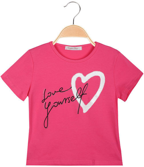 hope star t-shirt da ragazza con stampe e strass t-shirt manica corta bambina fucsia taglia 16