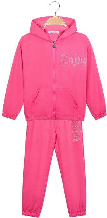 luisa chic tuta da bambina 3 pezzi con strass e cappuccio tute sportive bambina fucsia taglia 08