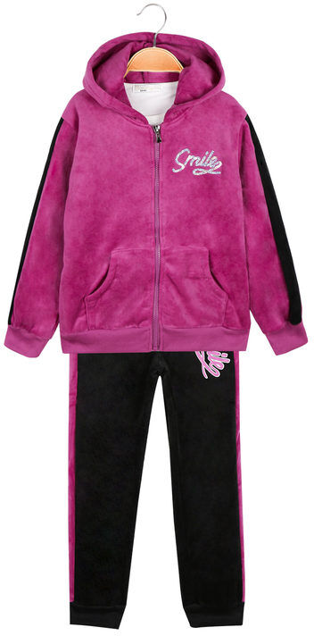 bouny baby tuta da bambina 3 pezzi in ciniglia completi 3-16 anni bambina fucsia taglia 04