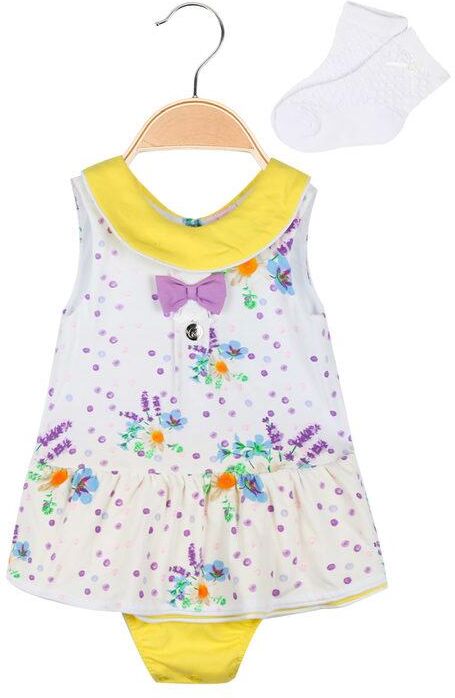 yes! do kids vestito smanicato da neonata con calzini completi 0-36 m bambina giallo taglia 18/24