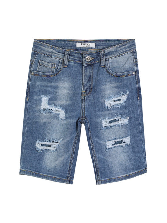 Run Boy Bermuda in jeans da ragazzo con strappi Bermuda bambino Jeans taglia 10