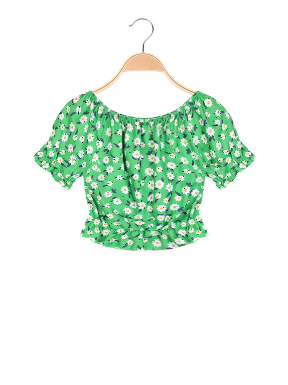 Solada Blusa a fiori da bambina T-Shirt Manica Corta bambina Verde taglia 10