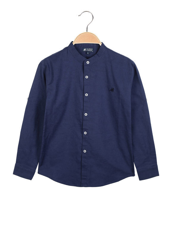 U.S. Grand Polo Camicia alla coreana da ragazzo in lino Camicie bambino Blu taglia 08