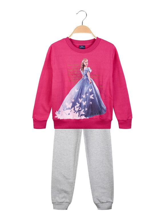 Disney Cinderella tuta sportiva bambina 2 pezzi Completi 3-16 Anni bambina Fucsia taglia 03