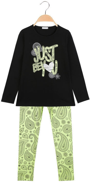 Lollitop Completo 2 pezzi da bambina con leggings Completi 3-16 Anni bambina Nero taglia 08