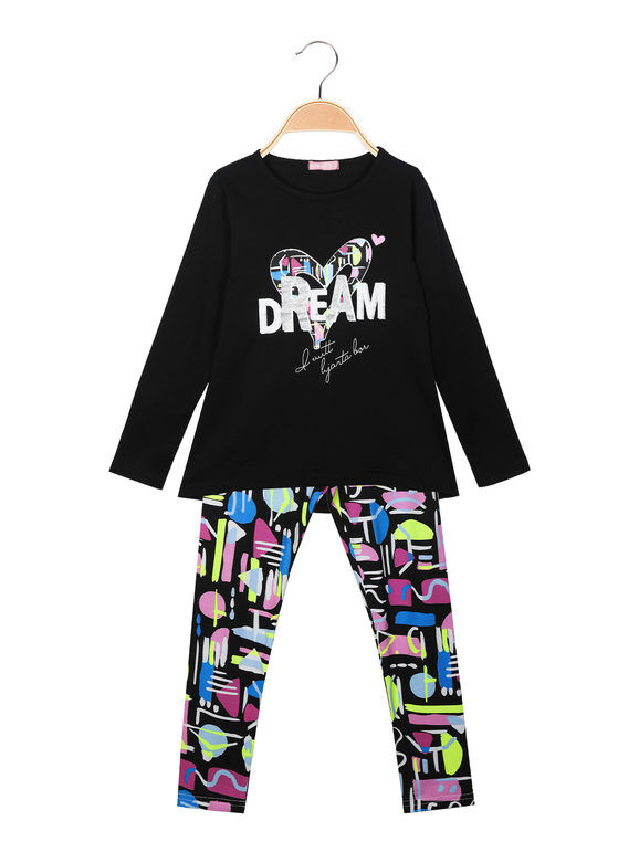 Hope Star Completo 2 pezzi da bambina maglietta + leggings con stampa Completi 3-16 Anni bambina Nero taglia 08