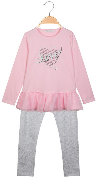 Hope Star Completo 2 pezzi da bambina t-shirt con tulle + leggings Completi 3-16 Anni bambina Rosa taglia 10