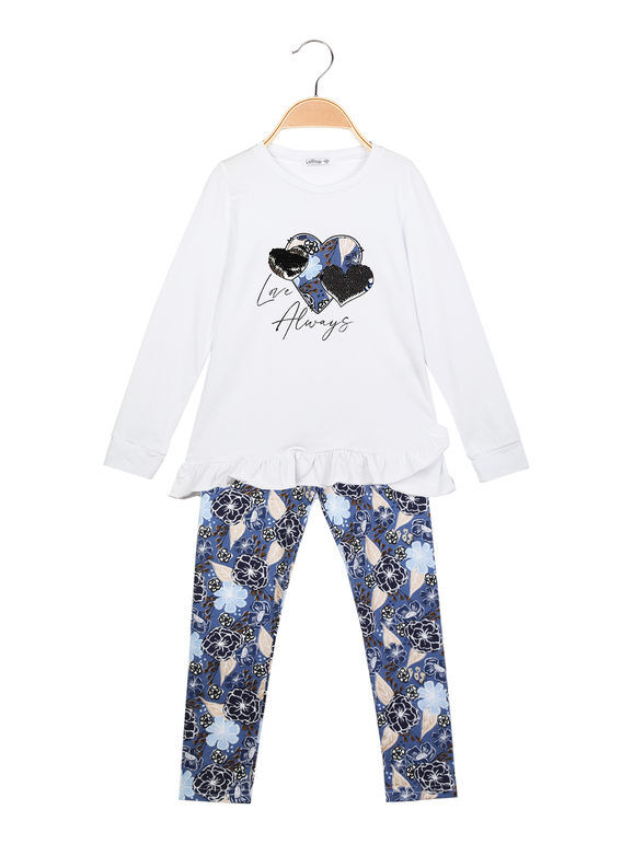 Lollitop Completo 2 pezzi da bambina t-shirt + leggings a fantasia Completi 3-16 Anni bambina Blu taglia 11/12