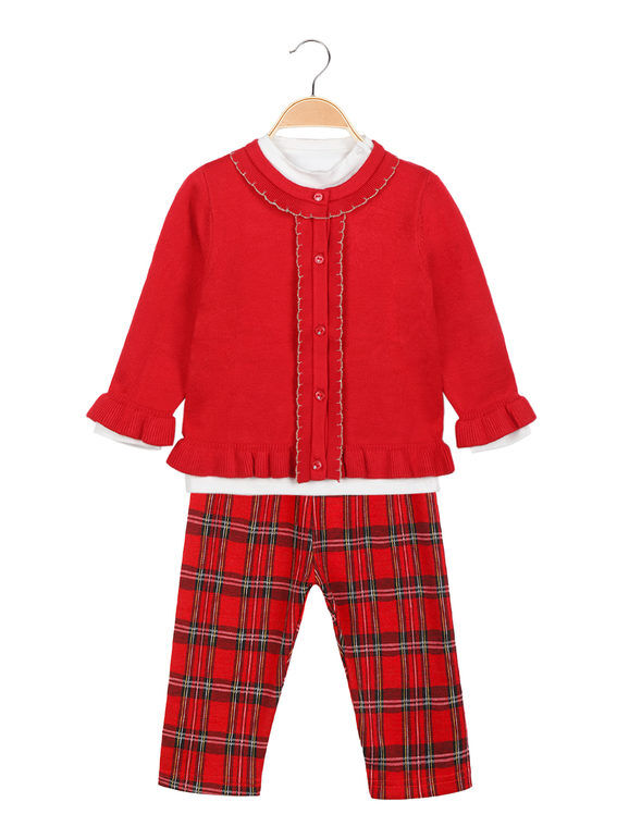 Bouny Baby Completo 3 pezzi da neonata con cardigan Completi 0-36 M bambina Rosso taglia 18M