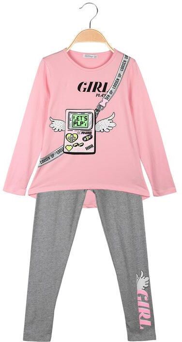 Lollitop Completo bambina 2 pezzi maglietta + leggings Completi 3-16 Anni bambina Rosa taglia 11/12