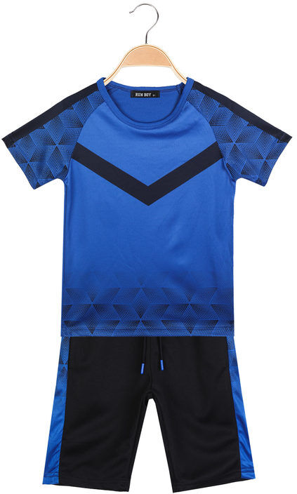 Run Boy Completo bicolor da bambino t-shirt + bermuda Completi 3-16 Anni bambino Blu taglia 12