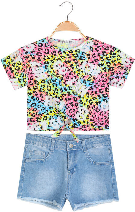 Smile Yes Completo corto da bambina 2 pezzi con jeans Completi 3-16 Anni bambina Fucsia taglia 12