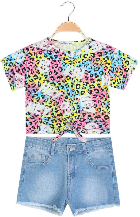 Smile Yes Completo corto da bambina 2 pezzi con jeans Completi 3-16 Anni bambina Rosa taglia 12