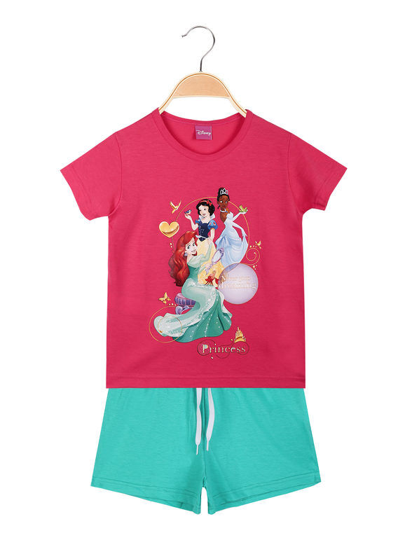 Disney Completo corto da bambina in cotone con principesse Completi 3-16 Anni bambina Fucsia taglia 04