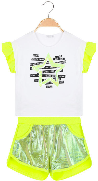 Lollitop Completo corto da bambina t-shirt + shorts: Completi 3-16 Anni bambina Giallo taglia 11/12