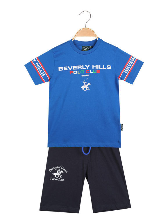 Polo Club Completo corto da bambino t-shirt + bermuda in cotone Completi 3-16 Anni bambino Blu taglia 06