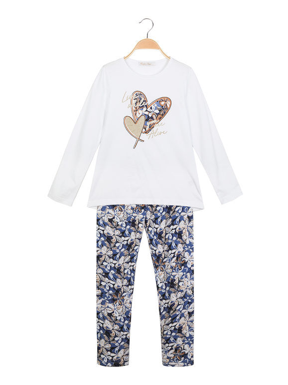 Hope Star Completo da bambina 2 pezzi t-shirt + leggings a fantasia Completi 3-16 Anni bambina Bianco taglia 14