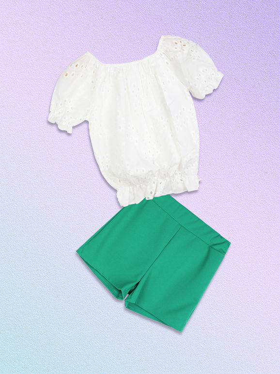 Solada Completo da bambina con blusa e shorts Completi 3-16 Anni bambina Verde taglia 12