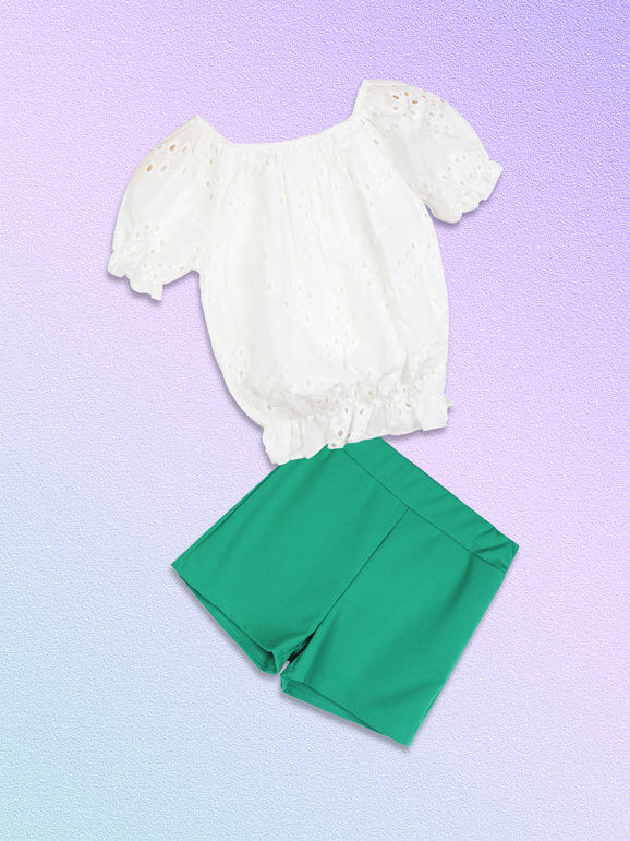 Solada Completo da bambina con blusa e shorts Completi 3-16 Anni bambina Verde taglia 14