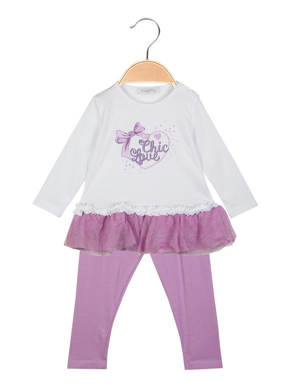 Hope Star Completo da neonata 2 pezzi t-shirt con tulle+ leggings Completi 0-36 M bambina Viola taglia 30M