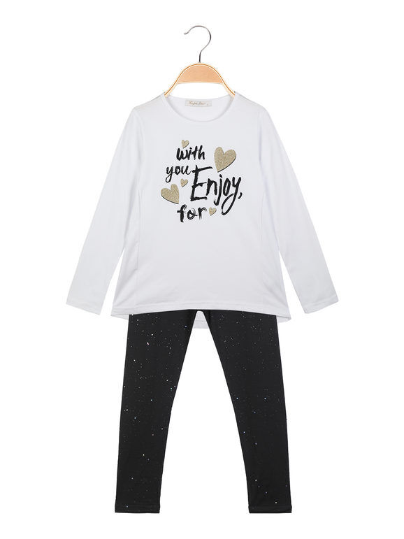 Hope Star Completo da ragazza 2 pezzi t-shirt + leggings Completi 3-16 Anni bambina Bianco taglia 14