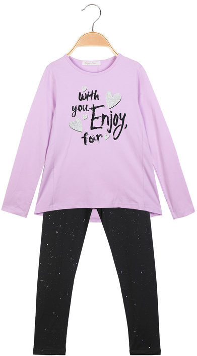 Hope Star Completo da ragazza 2 pezzi t-shirt + leggings Completi 3-16 Anni bambina Viola taglia 10