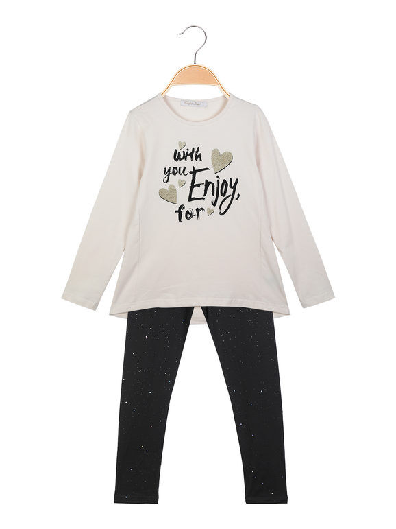 Hope Star Completo da ragazza 2 pezzi t-shirt + leggings Completi 3-16 Anni bambina Beige taglia 10