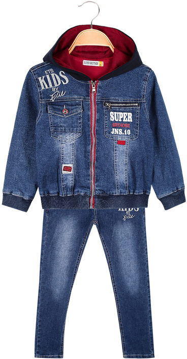 Super Brother Completo in jeans da bambino 3 pezzi Completi 3-16 Anni bambino Rosso taglia 10