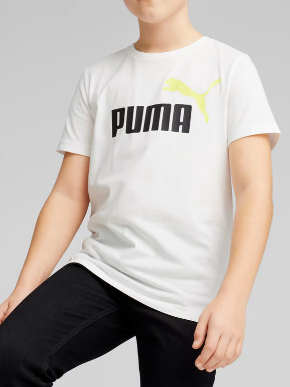 Puma Essentials+ Two-Tone Logo T-shirt da ragazzo T-Shirt e Top bambino Bianco taglia 09/10