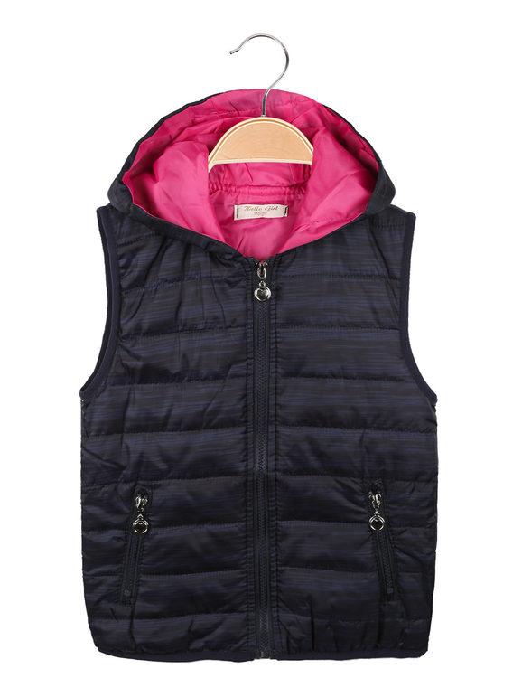 Hello Girl Gilet imbottito con cappuccio da bambina Smanicato bambina Blu taglia 05/06