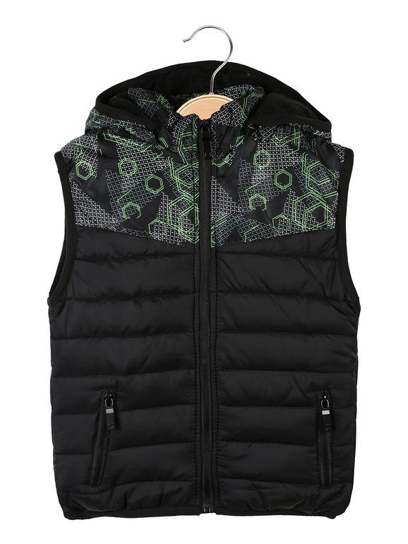 Yi Boy Gilet imbottito da bambino con cappuccio Smanicato bambino Verde taglia 03/04