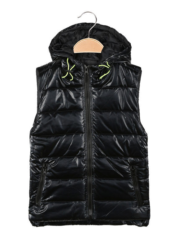 Mr Jek Gilet imbottito da bambino con cappuccio Smanicato bambino Nero taglia 04